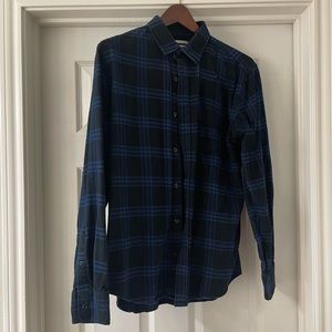 Medium Slim Fit Black and Blue Flannel Long Sleeve Shirt
